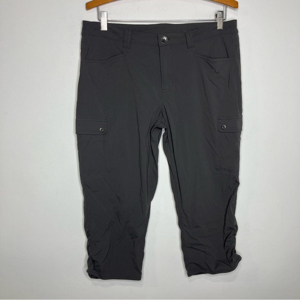 Eddie Bauer Travex cargo capri pants charcoal gray womens size 12 hiking outdoor